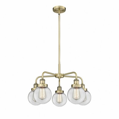 Beacon - 5 Light Stem Hung Chandelier In Art Deco Style-15.13 Inches Tall and 24 Inches Wide