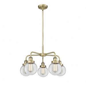 Beacon - 5 Light Stem Hung Chandelier In Art Deco Style-15.13 Inches Tall and 24 Inches Wide - 1 of 1