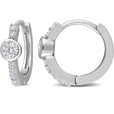 EVERLY JEWELRY | Sterling Silver 1/2 CT TGW Cubic Zirconia Vintage Hoop Earrings