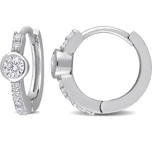 EVERLY JEWELRY | Sterling Silver 1/2 CT TGW Cubic Zirconia Vintage Hoop Earrings - 1 of 4