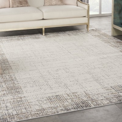 Elation Gray and Ivory Abstract Rectangular 7' x 10' Area Rug
