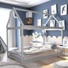 Tangkula Twin House Bed Frame Wooden Bed Platform Mattress Foundation w/House Appearance White/Gray - 2 of 4