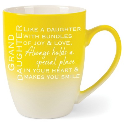 Granddaughter: Like A Daughter With Bundles Of Joy & LoveTwo Toned Matte Yellow White 12 ounce Ceramic Stoneware Coffee Cup Mug
