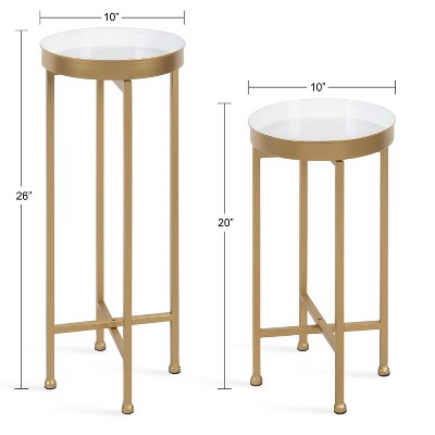 Celia Glamorous Gold and White Foldable Side Table Set