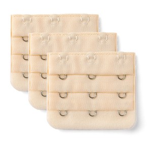 Allegra K Women's 3 Hook 3 Row Stretchy Bra Strap Extenders Hooks Bra Band - 1 of 4