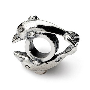 Black Bow Jewelry Sterling Silver Dolphins Bead Charm - 1 of 4