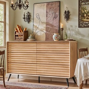 Modern 6 Drawers Dresser for Bedroom, Wood Fluted Double Dresser, Mid Century Chest of Drawers for Bedroom, Living Room - 1 of 4