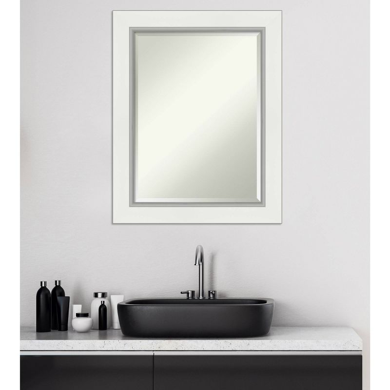 Eva White Silver Framed Bathroom Vanity Wall Mirror - Amanti Art, 5 of 8