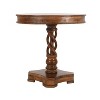 The Urban Port 30" Handcrafted Round Mango Wood Dinette Artisanal Twisted Pedestal Base Dining Table Walnut Brown - 3 of 4