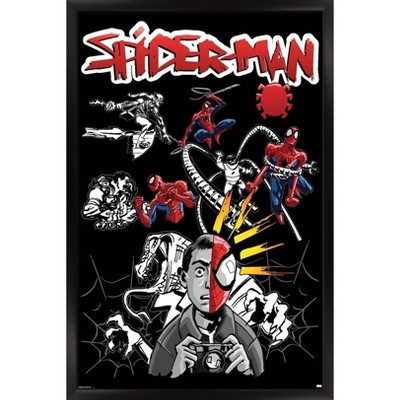 Trends International Marvel Spider-Man: Inked - Spider-Sense Framed Wall Poster Prints Black Framed Version 22.375" x 34"