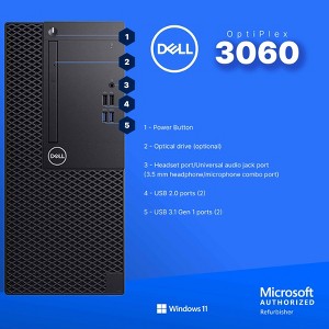 Refurbished Dell Optiplex 3060 Tower Computer-Intel i5-NVIDIAGeForceGT 1030-32GB RAM-250GB NVMe+1TB SSD-Windows 11 Pro-Manufacturer Refurbished - 1 of 4