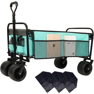 Kumasinova Collapsible Utility Wagon with 3pcs Waterproof Plastic Liner & Cover Set,440lbs Collapsible Beach Wagon Cart for Camping,Garden,Sports - 1 of 4