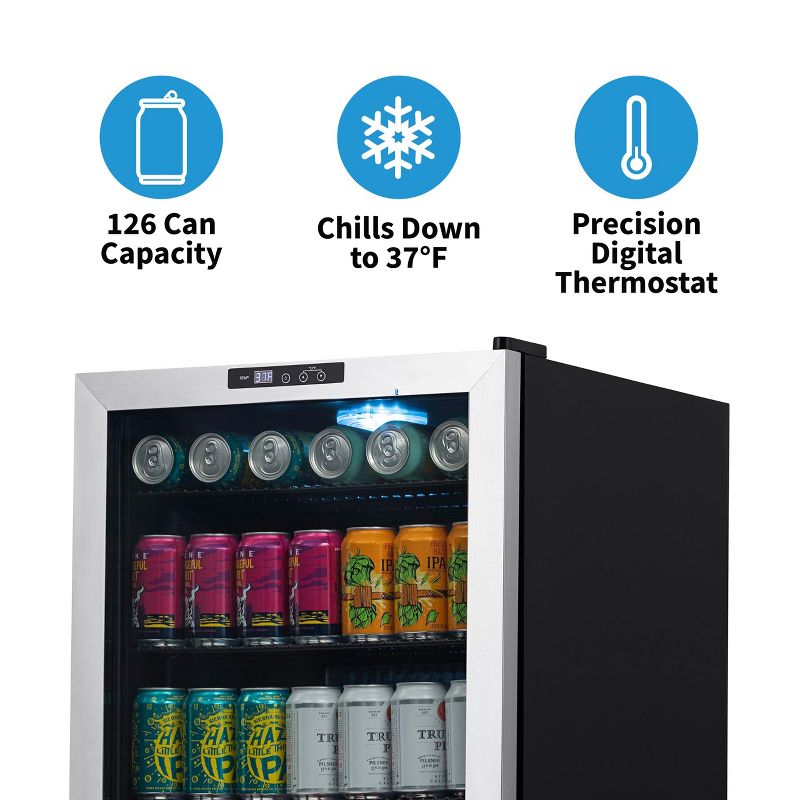 Newair 160 Can Freestanding Beverage Fridge in Stainless Steel with SplitShelf, Compact Drinks Cooler, Bar Refrigerator, 3 of 13