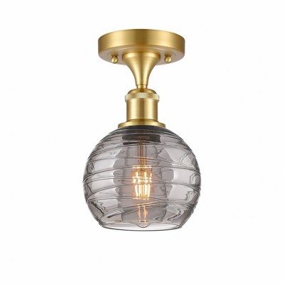 Athens Deco Swirl - 1 Light Semi-Flush Mount In Industrial Style-11 Inches Tall and 6 Inches Wide