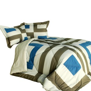 Slickblue Down Alt Bedding Set, Vermicelli Quilting, Patchwork Quilt Look, Full/Queen Size, 6 Different Design Options - 1 of 3