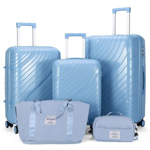 Karl Home Luggage Sets 5 Piece Hardside Hard Shell Travel Suitcases with TSA Lock Blue - 1 of 4
