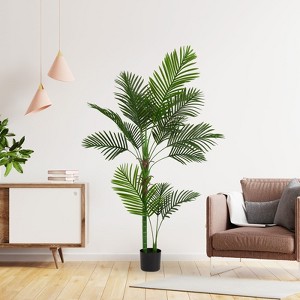 Angel Sar 5.2FT Artificial Areca Palm Tree, Realistic Faux Indoor Potted Plant with 11 Green Leaves, UV Resistant Decor for Home & Office - 1 of 4