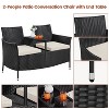 Yaheetech Outdoor Wicker Double Chair with Removable Cushions & 1 Tempered Glass Side Table, Black - 4 of 4
