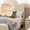 ORRD King Size Wood Platform Bed Frame with Headboard and Wooden Slat Support,Beige - 2 of 4