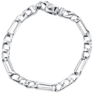 Pompeii3 Men's Figaro Link 14k Gold (18gram) or Platinum (32gram) 6.5mm Bracelet 8.5" - 1 of 4