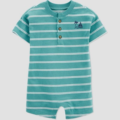 Image of Carter's Just One You®️ Baby Boys' Striped Romper - Mint Green 3M
