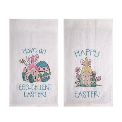 Transpac Embroidered Easter Gnome Tea Towel for Kitchen Decor, Perfect Easter Gift, Charming Kitchen Textiles