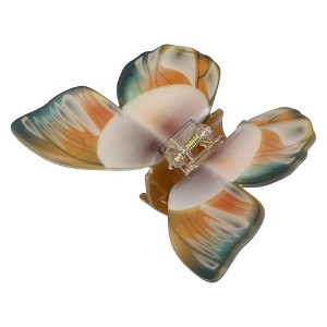 Unique Bargains Women's Butterfly Hair Clips 4.13"x3.39"x1.57" Green Orange 1 Pc - 1 of 3
