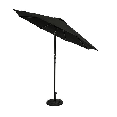 9-Foot Black Aluminum Market Patio Umbrella with Auto-Tilt