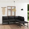 vidaXL Patio Lounge Set 5 Piece, Sectional Sofa for Outdoor, Patio Furniture with Cushions, Footstool, Farmhouse Modern Style, Poly Rattan Gray - 2 of 4