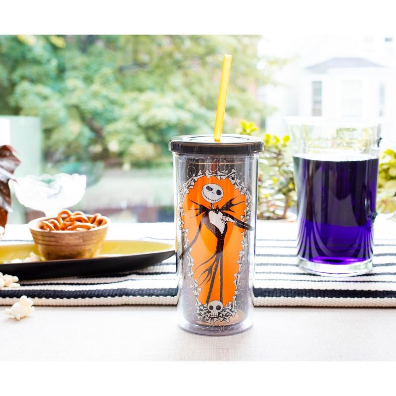 Silver Buffalo Disney The Nightmare Before Christmas Jack Carnival Cup With Lid and Straw, 3 of 7