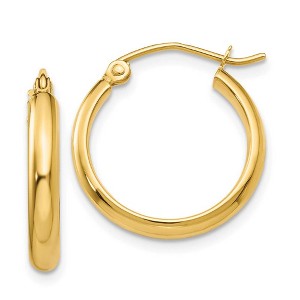 Black Bow Jewelry 2.75mm x 18mm Polished 14k Yellow Gold Domed Round Hoop Earrings - 1 of 4