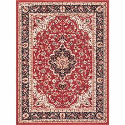 Well Woven Kings Court Gene Non-Slip Oriental Medallion Area Rug - Entryway, Kitchen & Laundry Room -Machine-Washable, Low Looped Pile