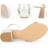 Perphy Women's Satin Rhinestone Buckle Ankle Strap Chunky Heel Sandals - 3 of 3