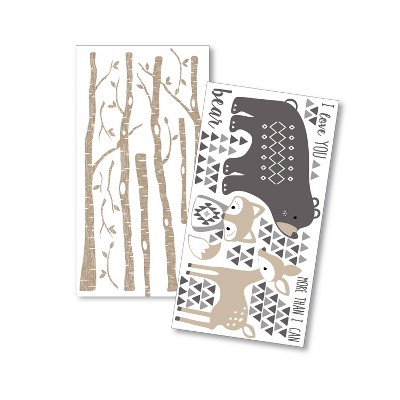Woodland Friends Bear and Deer Nursery Wall Decal