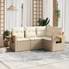 vidaXL 4 Piece Patio Sofa Set with Cushions - Beige and Cream Without Table - 2 of 4