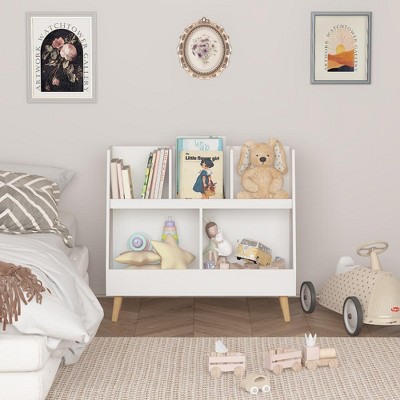 Modern Kids Bookshelf Toy Organizer, 2-Tier Storage Display Bookcase With 5 Cubbies,31.50'' x 13.39'' x 28.54''(2.63*1.12*2.38ft)