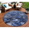 Navy Blue And Denim Blue Floral Washable Indoor Outdoor Area Rug - 2 of 4