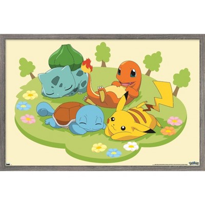 Trends International Pokémon - Pikachu, Eevee, And Its Evolutions Framed  Wall Poster Prints Barnwood Framed Version 14.725 X 22.375 : Target