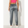 INSPIRE CHIC Women's Satin Drawstring Elastic High Waist Shiny Silky Cargo Pants - 4 of 4