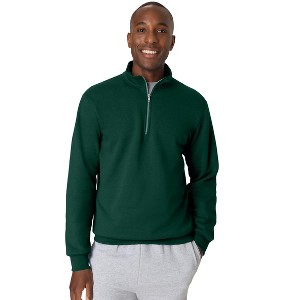 Hanes EcoSmart Men's Fleece Quarter-Zip Pullover Deep Forest XL