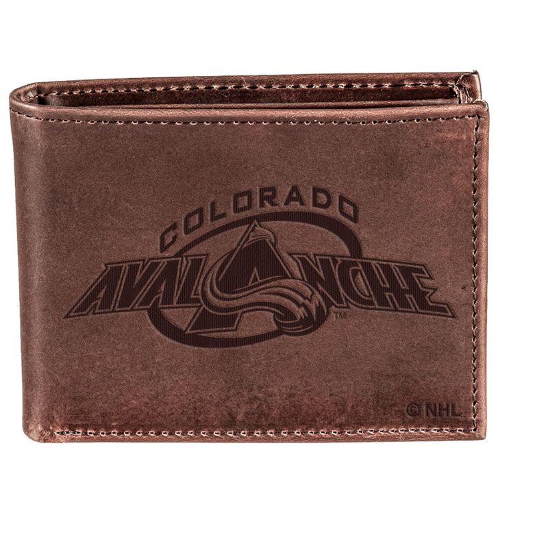 Evergreen NHL Colorado Avalanche Brown Leather Bifold Wallet Officially Licensed with Gift Box, 1 of 2