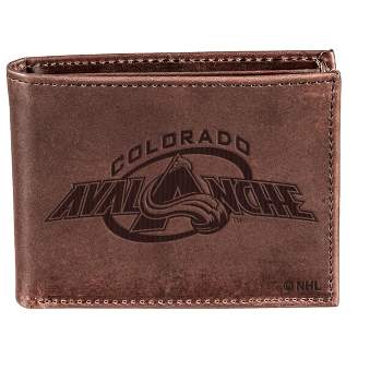 Evergreen NHL Colorado Avalanche Brown Leather Bifold Wallet Officially Licensed with Gift Box