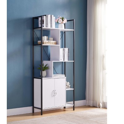 CAVINAS Bookcases for Living Room Modern Storage Cabinet Bookcase with 4 Open Shelves and Door Cabinet for Office