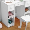GustoWave Girls Vanity Table with Tri-Folding Mirror, Light,Stool & Drawer, 2 in 1 Wooden Makeup Desk Dressing Table, Pretend Play Vanity Set for Kids - 3 of 4
