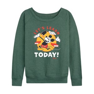 Women's - Disney - Lets Learn Today Lightweight French Terry Wide Neck Long Sleeve Shirt - 1 of 4