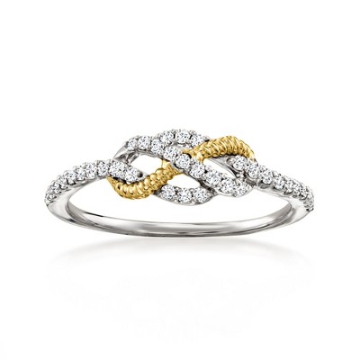Ross-Simons 0.20 ct. t.w. Diamond Infinity Ring in Sterling Silver and 14kt Yellow Gold