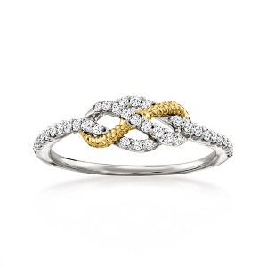 Ross-Simons 0.20 ct. t.w. Diamond Infinity Ring in Sterling Silver and 14kt Yellow Gold - 1 of 4