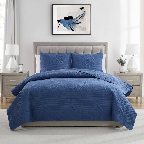 VCNY 3pc Solomun Pinsonic Quilt Set Moonlight Dark Blue - image 1 of 4