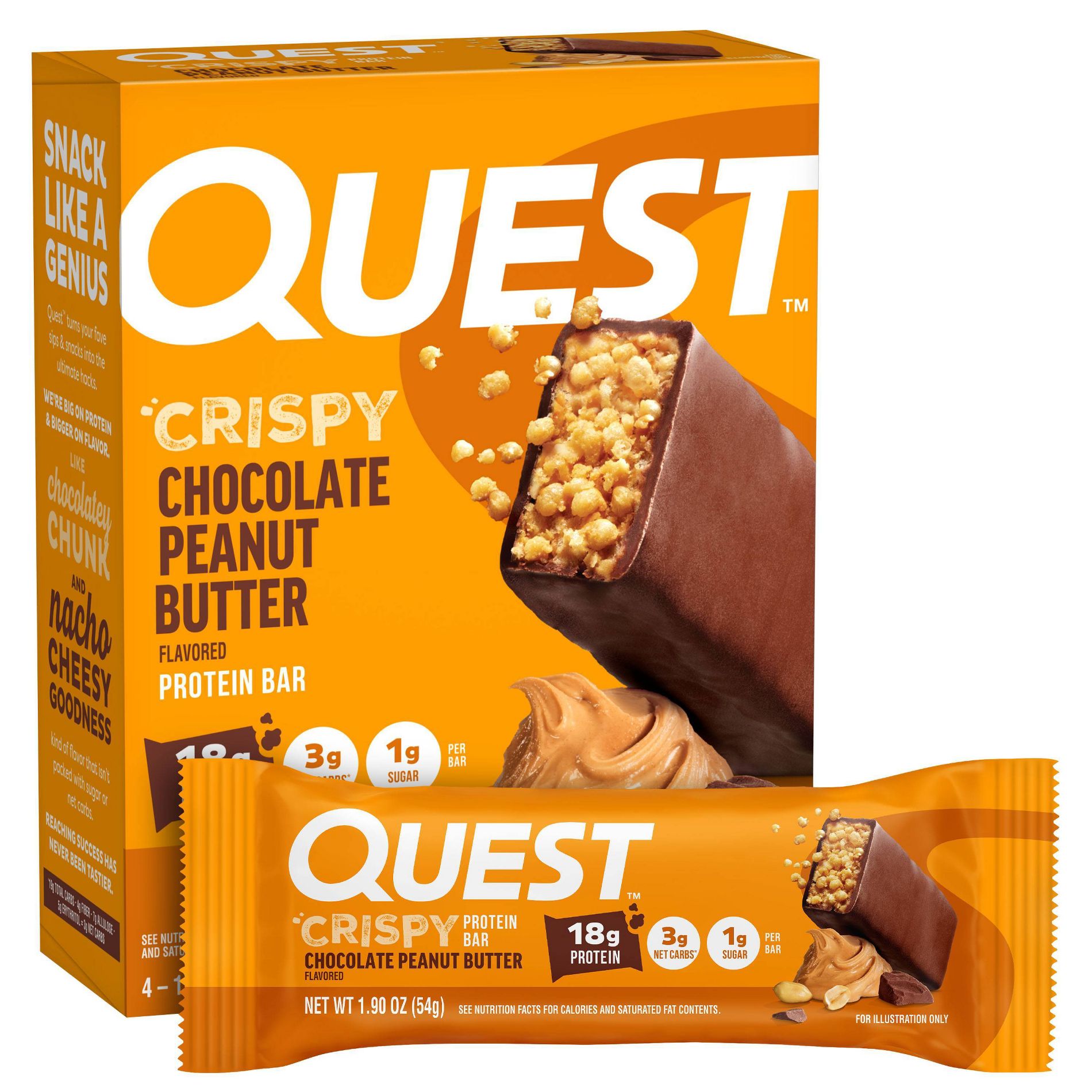 Quest Nutrition 18g Crispy Hero Protein Bar - Chocolate Peanut Butter - 4ct