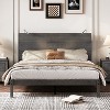 CAVINAS Full/Queen Size Farmhouse Wood Platform Bed Frame with Headboard & Bedside Lights,No Box Spring Needed - 3 of 4
